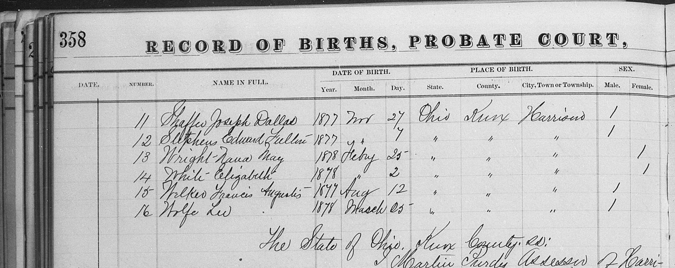 The author's great-grandfather's birth found in digitized 19th century Knox County, Ohio, records.